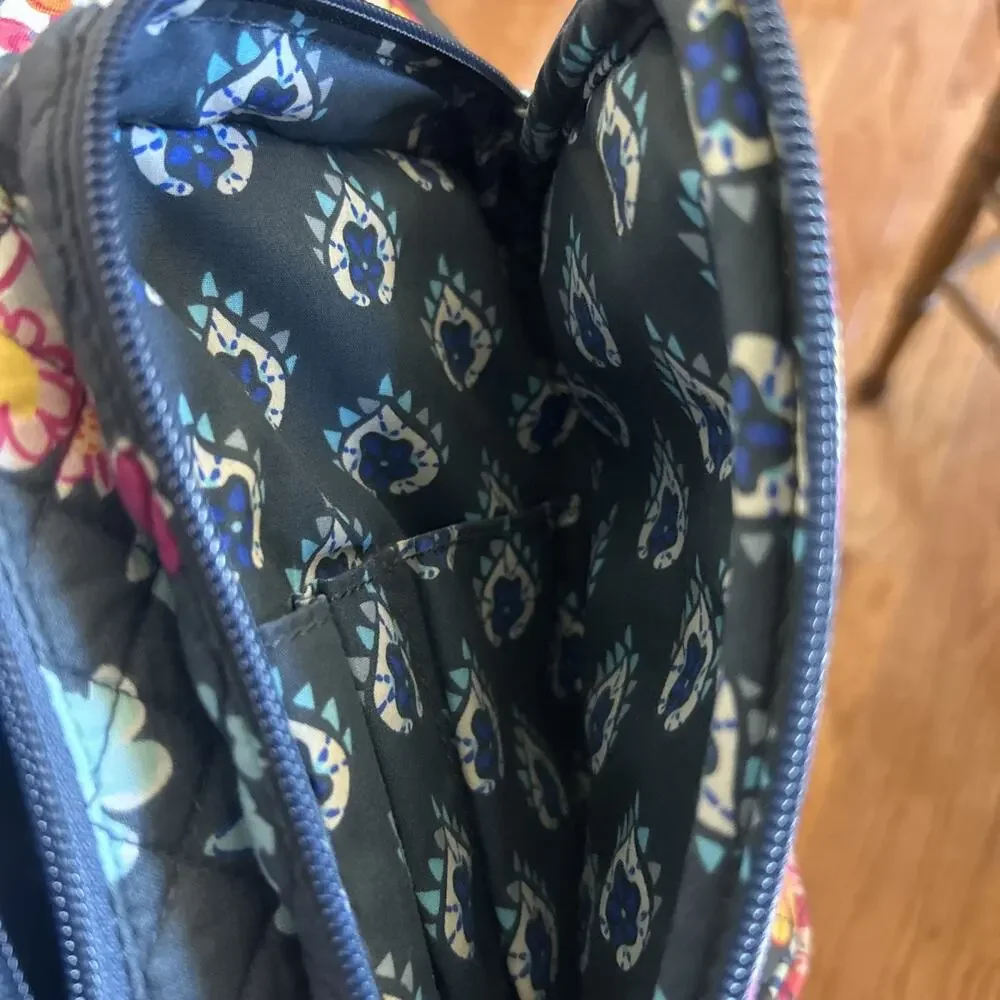 Vera Bradley Sling Backpack Pretty Posies Gray Pink Multi Floral Quilted Iconic